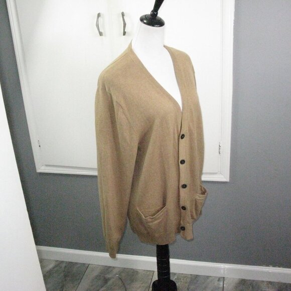 Lands' End Tan Button Front Grandpa Sweater Size Large - Picture 4 of 5